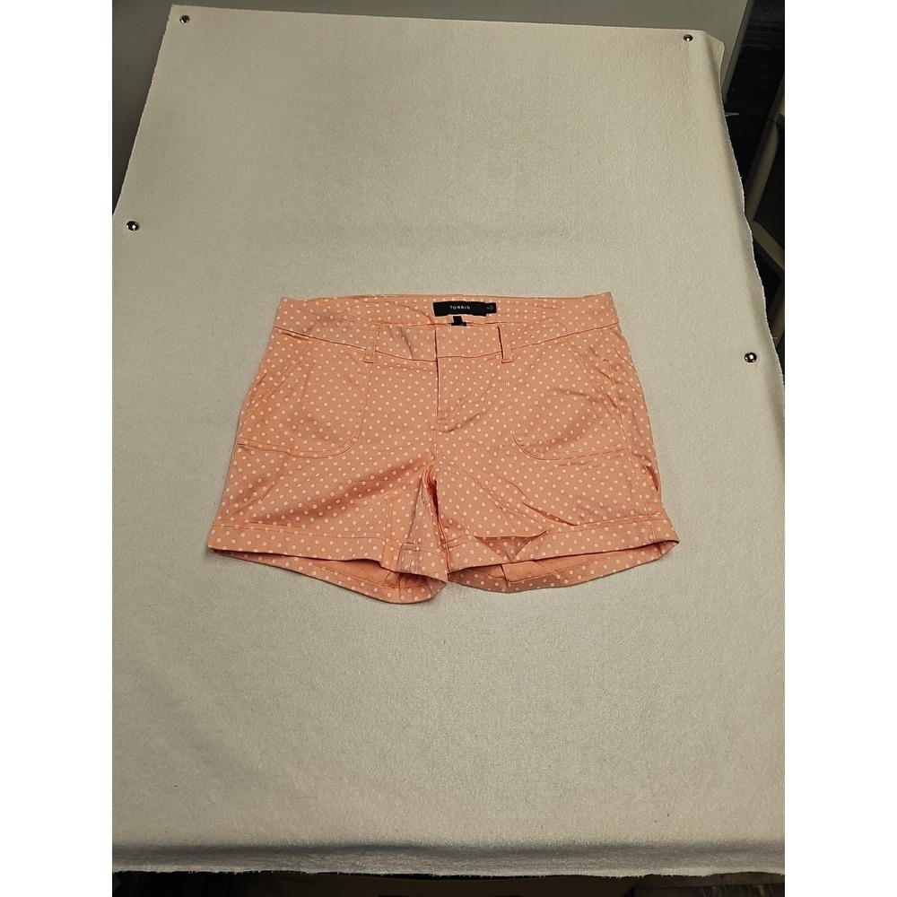 Torrid Womens Shorts 12 Pink White Polka Dots Cuffed Summer Spring